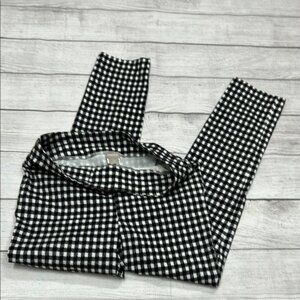 Chico's Black and White Skinny Pants with Checkered Design